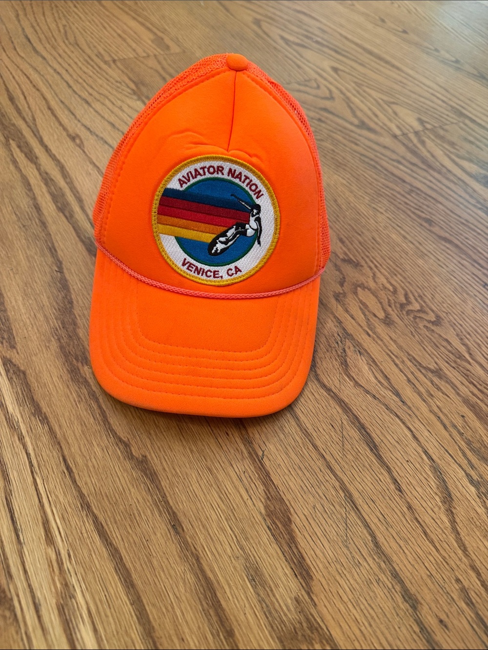 Aviator Nation Neon Orange Trucker Hat with Venice Patch